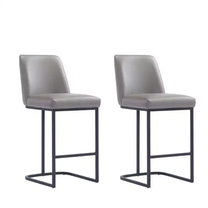 Set of 2 Leatherette Upholstered Metal Counter Height Barstools