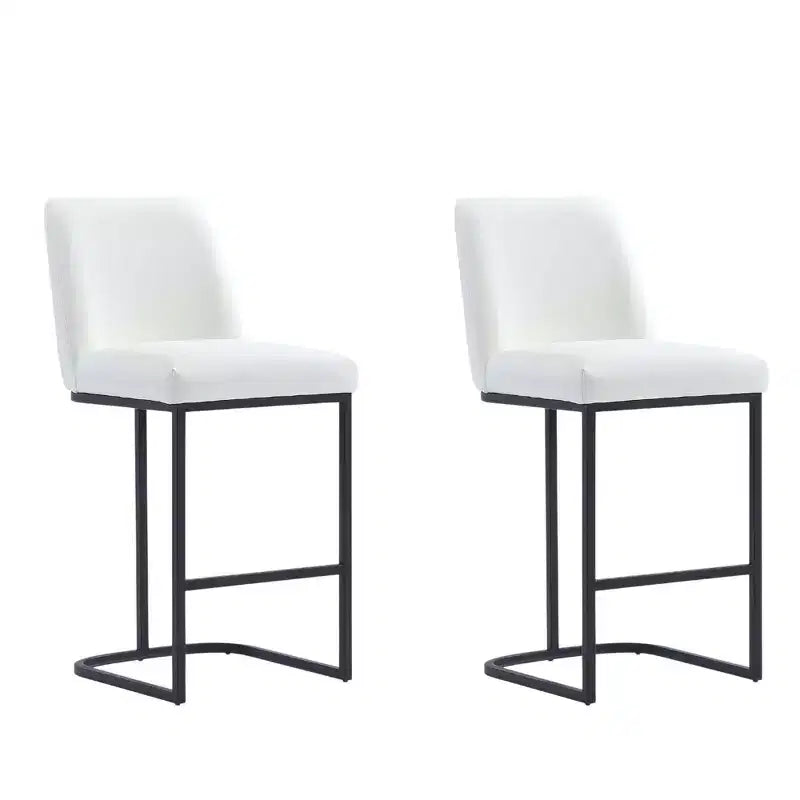 Set of 2 Leatherette Upholstered Metal Counter Height Barstools