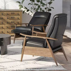 Fauteuil inclinable à pousser, Similicuir, Cadre en bois