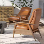 Fauteuil inclinable à pousser, Similicuir, Cadre en bois
