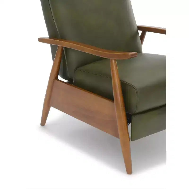 Press-Back Recliner Chair, Faux Leather, Wood Frame