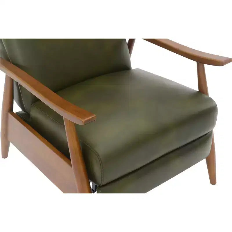 Press-Back Recliner Chair, Faux Leather, Wood Frame