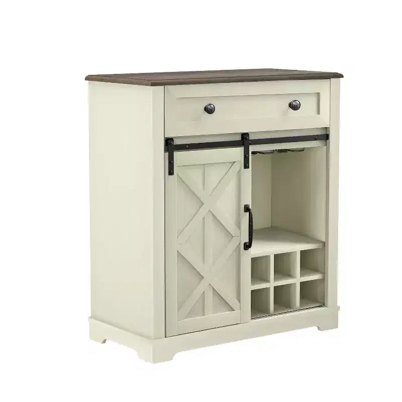 Wine Cabinet with Stemware Rack, Pull-Out Tray, and Drawer