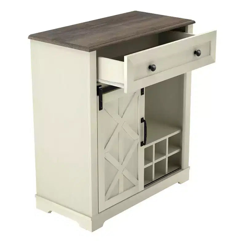 Wine Cabinet with Stemware Rack, Pull-Out Tray, and Drawer