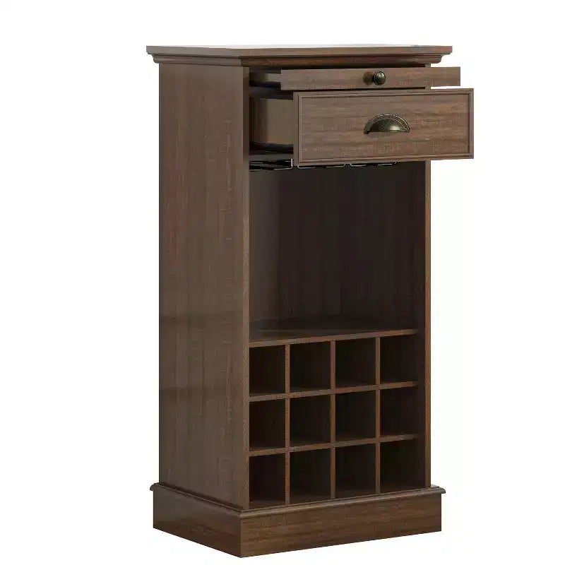 Wine Cabinet with Stemware Rack, Pull-Out Tray, and Drawer