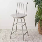 Tabouret de comptoir pivotant, en hévéa, sans accoudoirs avec dossier et repose-pieds