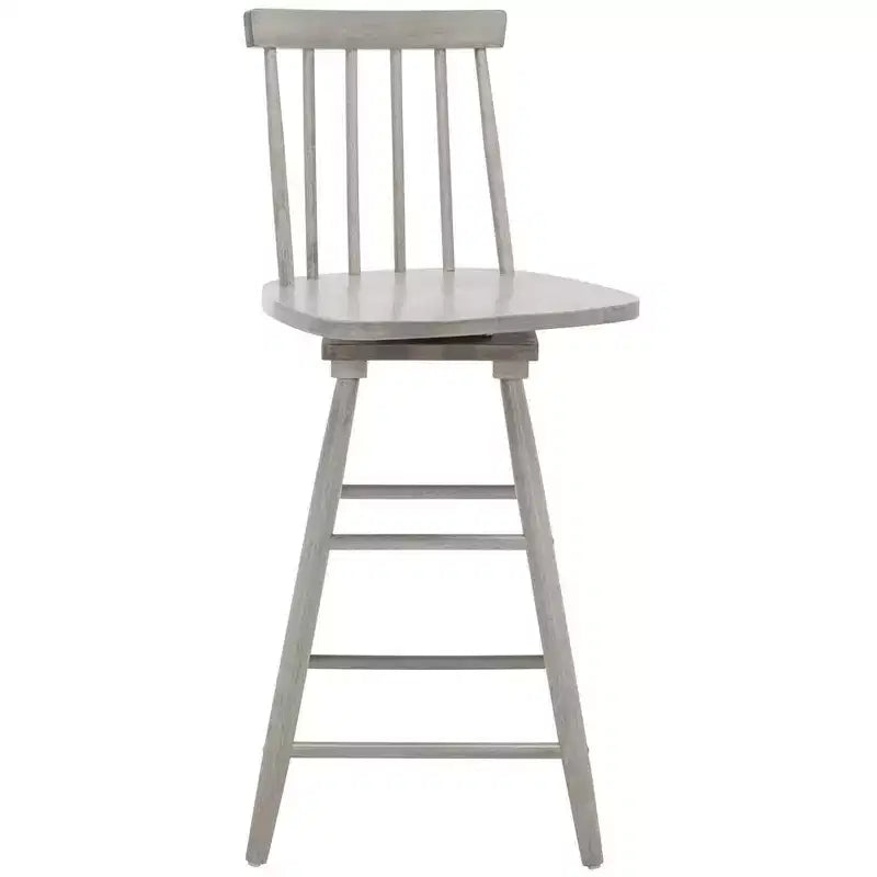 Swivel Counter Stool, Rubberwood, Armless with Back and Footrest