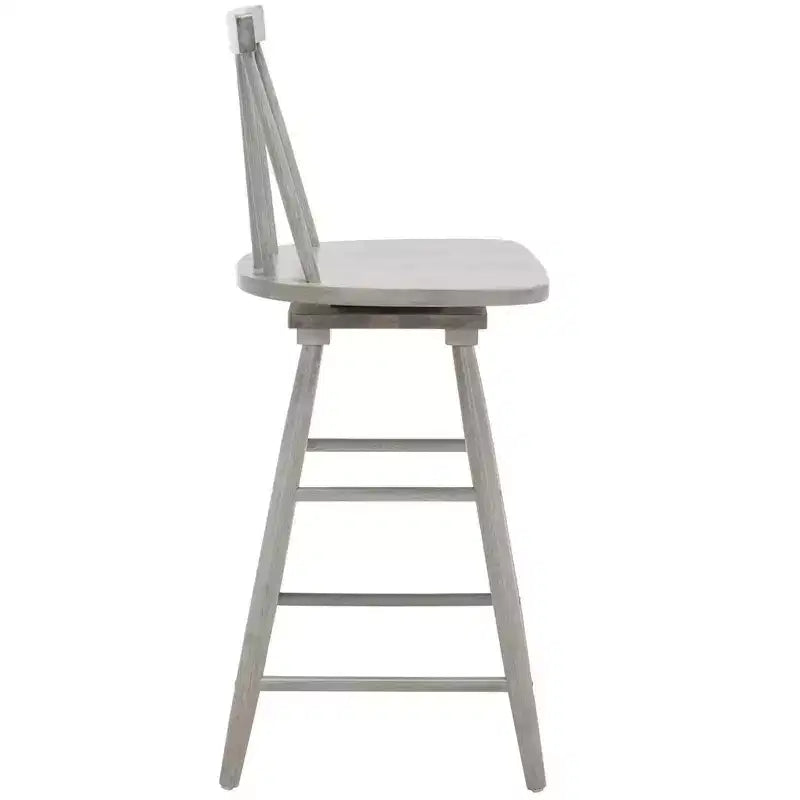 Swivel Counter Stool, Rubberwood, Armless with Back and Footrest