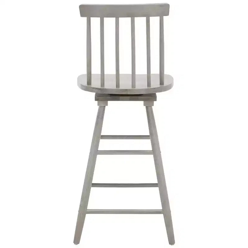 Swivel Counter Stool, Rubberwood, Armless with Back and Footrest
