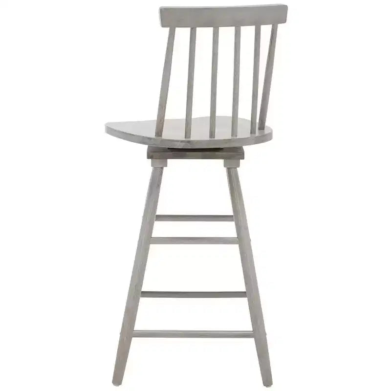 Swivel Counter Stool, Rubberwood, Armless with Back and Footrest