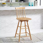 Tabouret de comptoir pivotant, en hévéa, sans accoudoirs avec dossier et repose-pieds