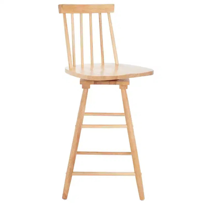 Swivel Counter Stool, Rubberwood, Armless with Back and Footrest