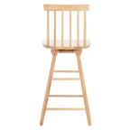 Tabouret de comptoir pivotant, en hévéa, sans accoudoirs avec dossier et repose-pieds