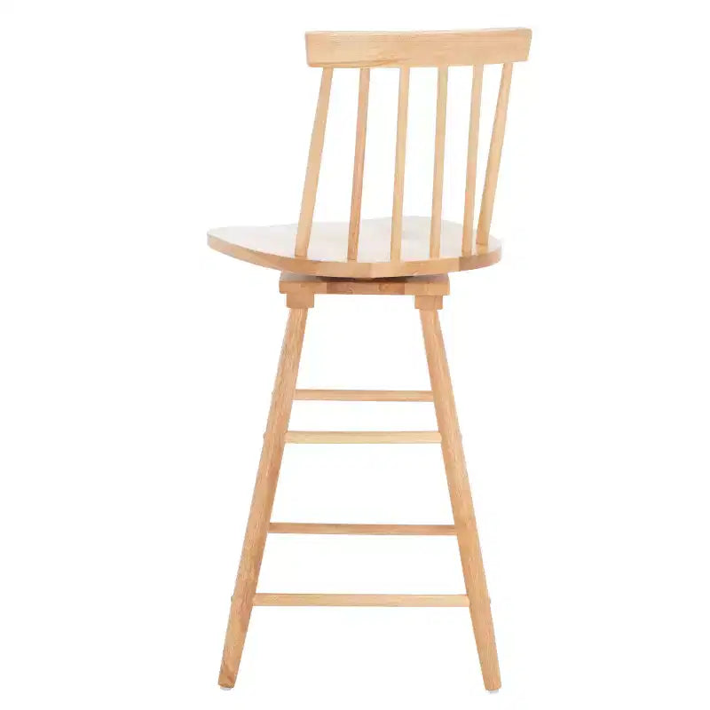 Swivel Counter Stool, Rubberwood, Armless with Back and Footrest