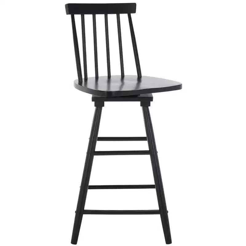 Swivel Counter Stool, Rubberwood, Armless with Back and Footrest