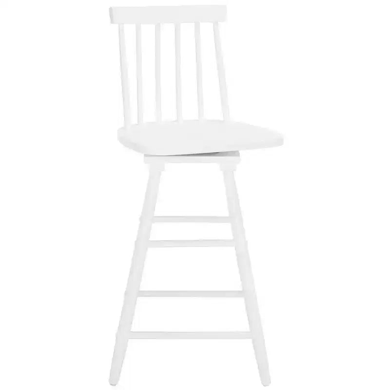 Swivel Counter Stool, Rubberwood, Armless with Back and Footrest