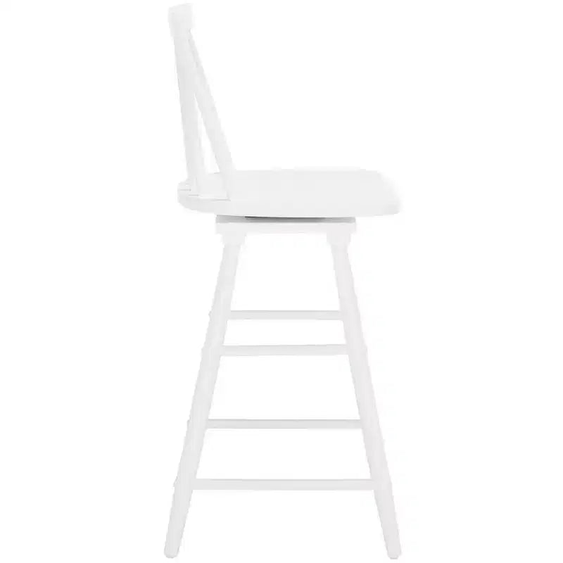Swivel Counter Stool, Rubberwood, Armless with Back and Footrest