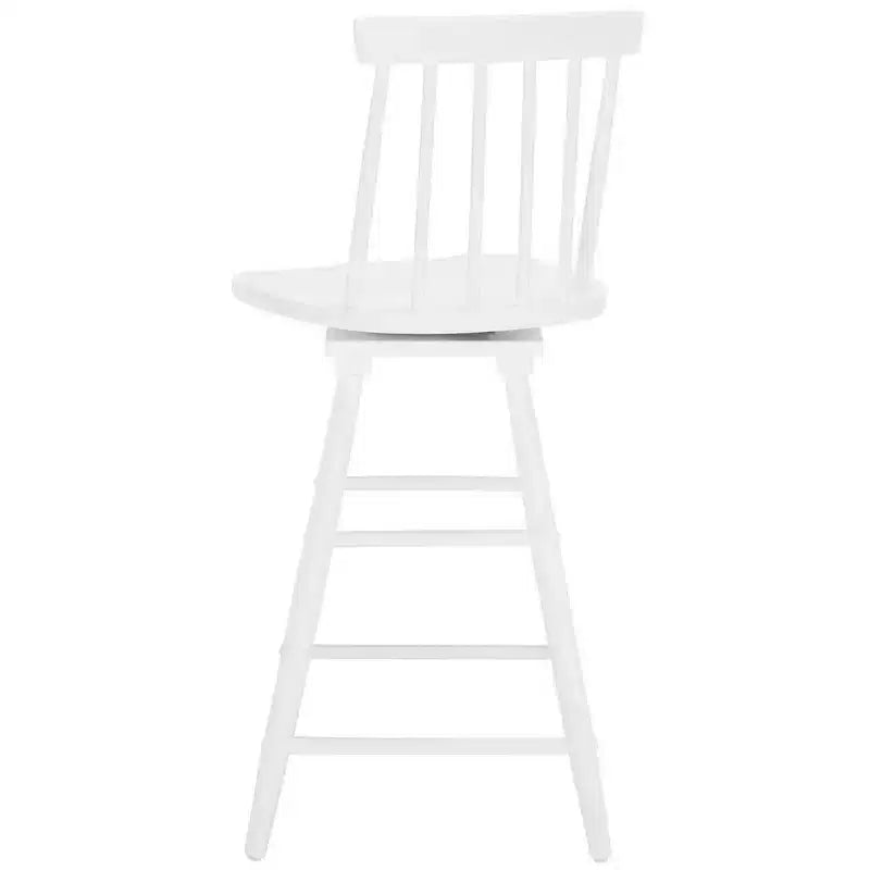 Swivel Counter Stool, Rubberwood, Armless with Back and Footrest