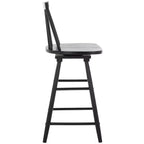 Tabouret de comptoir pivotant, en hévéa, sans accoudoirs avec dossier et repose-pieds