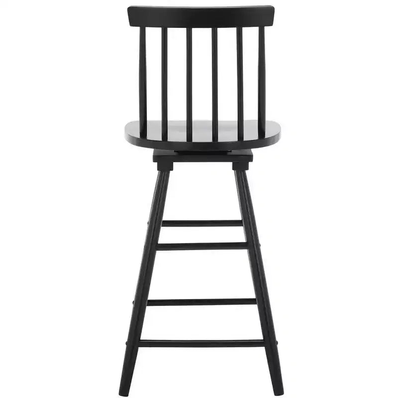 Swivel Counter Stool, Rubberwood, Armless with Back and Footrest
