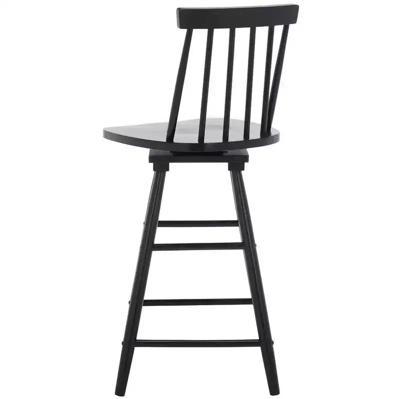 Swivel Counter Stool, Rubberwood, Armless with Back and Footrest