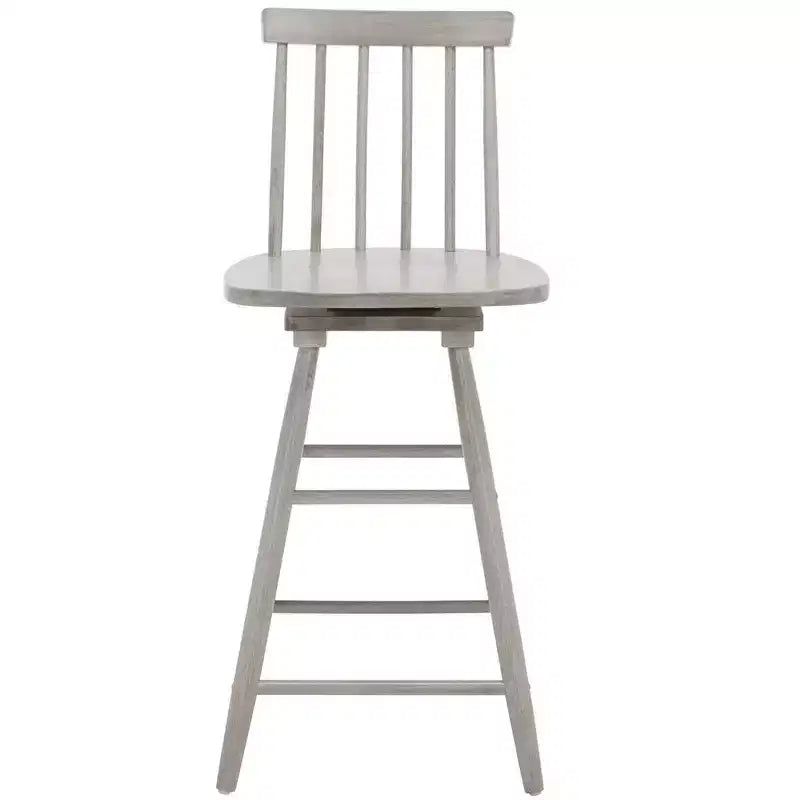 Swivel Counter Stool, Rubberwood, Armless with Back and Footrest