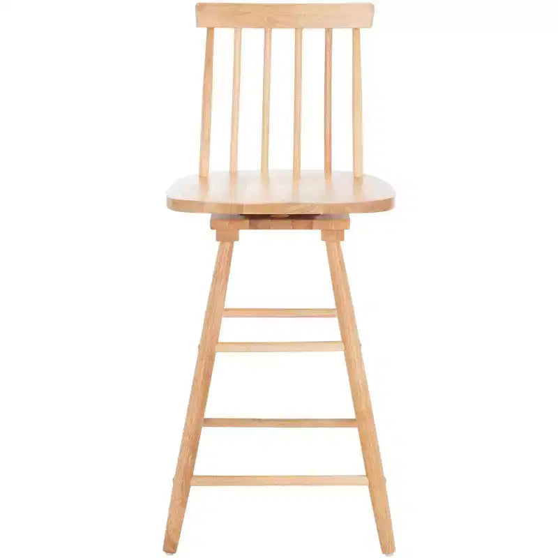 Swivel Counter Stool, Rubberwood, Armless with Back and Footrest