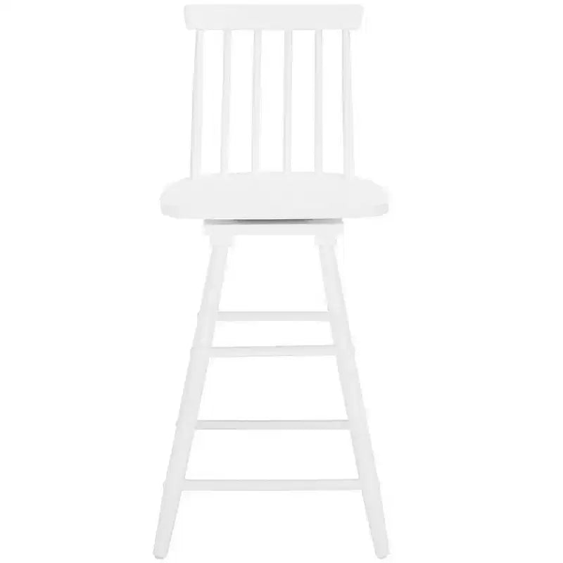 Swivel Counter Stool, Rubberwood, Armless with Back and Footrest