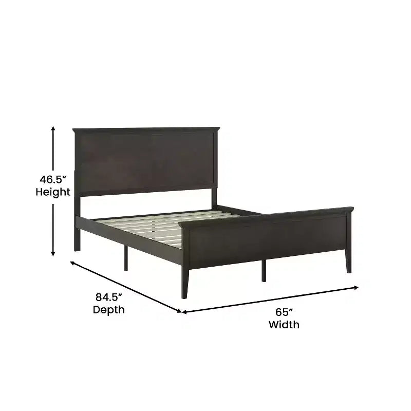 Solid Wood Platform Bed Frame with Headboard, Footboard, and Slatted Bottom