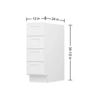 Meuble bas de cuisine Shaker blanc à assembler soi-même avec 4 tiroirs