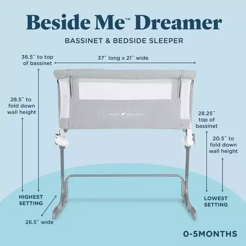Bassinet and Bedside Sleeper with Adjustable Height, JPMA Certified