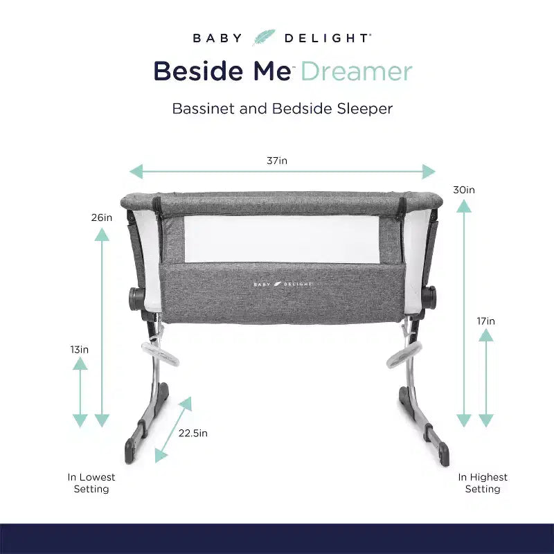 Bassinet and Bedside Sleeper with Adjustable Height, JPMA Certified