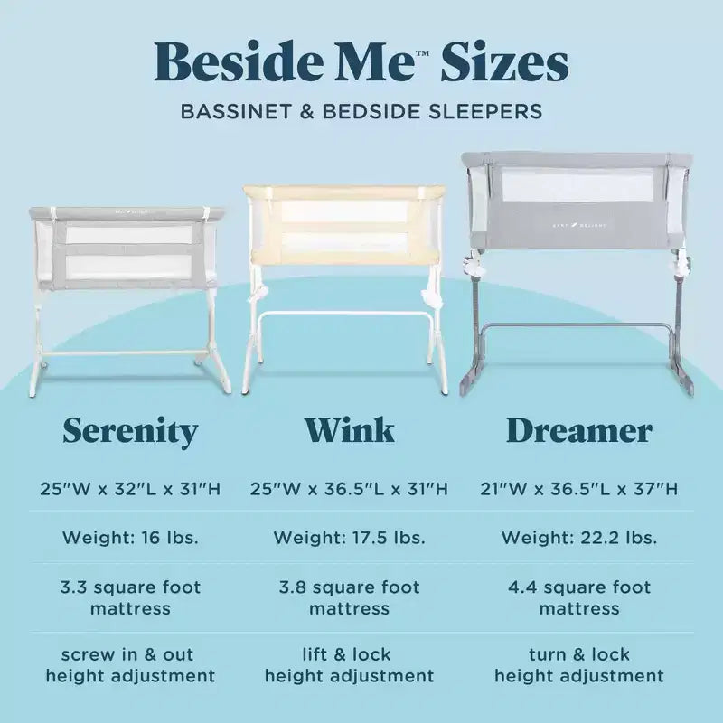 Bassinet and Bedside Sleeper with Adjustable Height, JPMA Certified