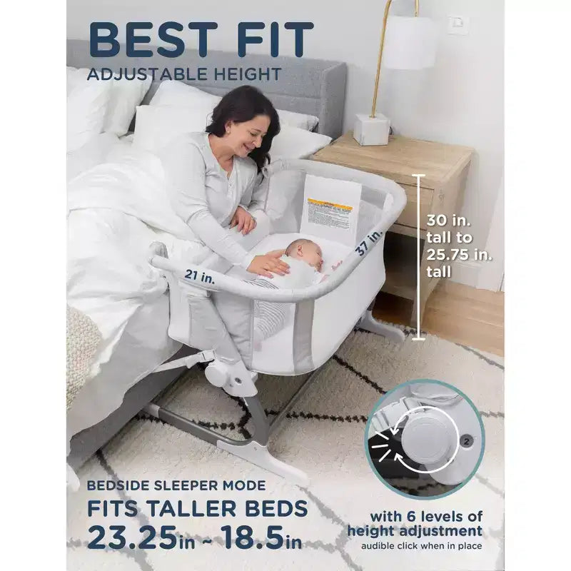 Bassinet and Bedside Sleeper with Adjustable Height, JPMA Certified