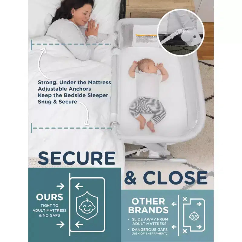 Bassinet and Bedside Sleeper with Adjustable Height, JPMA Certified