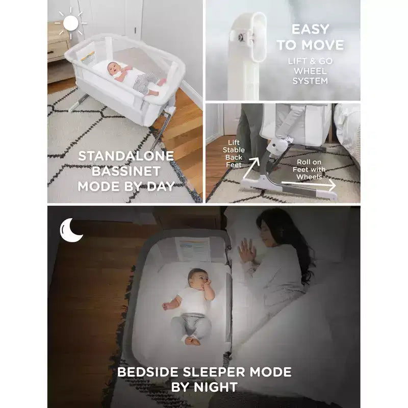Bassinet and Bedside Sleeper with Adjustable Height, JPMA Certified