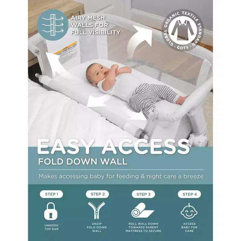 Bassinet and Bedside Sleeper with Adjustable Height, JPMA Certified
