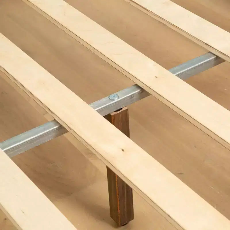 Solid Wood King Bed Frame with Panel Headboard, No Box Spring Needed
