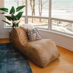 Chaise longue pouf remplie de mousse, cuir vegan ou bouclé, tout âge