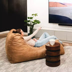 Chaise longue pouf remplie de mousse, cuir vegan ou bouclé, tout âge