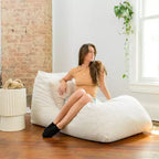 Chaise longue pouf remplie de mousse, cuir vegan ou bouclé, tout âge
