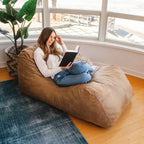 Chaise longue pouf remplie de mousse, cuir vegan ou bouclé, tout âge