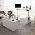 Liftable L-Shaped Writing and Computer Desk, Large Desktop, White