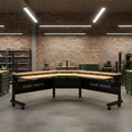 Foundry Bench Standing Desk Corner 80 x 80 - Black / Natural Bamboo