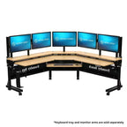 Bureau d'angle debout 80x80, piétement noir avec surface en bambou naturel