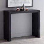 Table de bar rectangulaire moderne minimaliste noir lustré, 60" x 18"