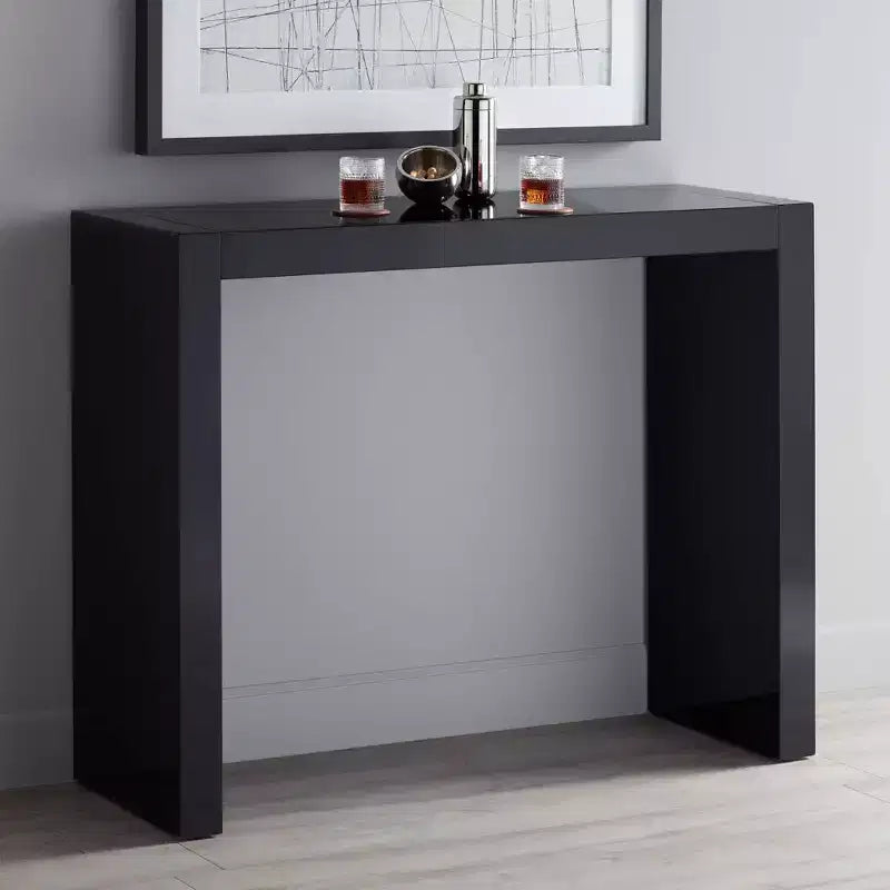 Modern Minimalist Gloss Black Rectangular Bar Table, 60" x 18"