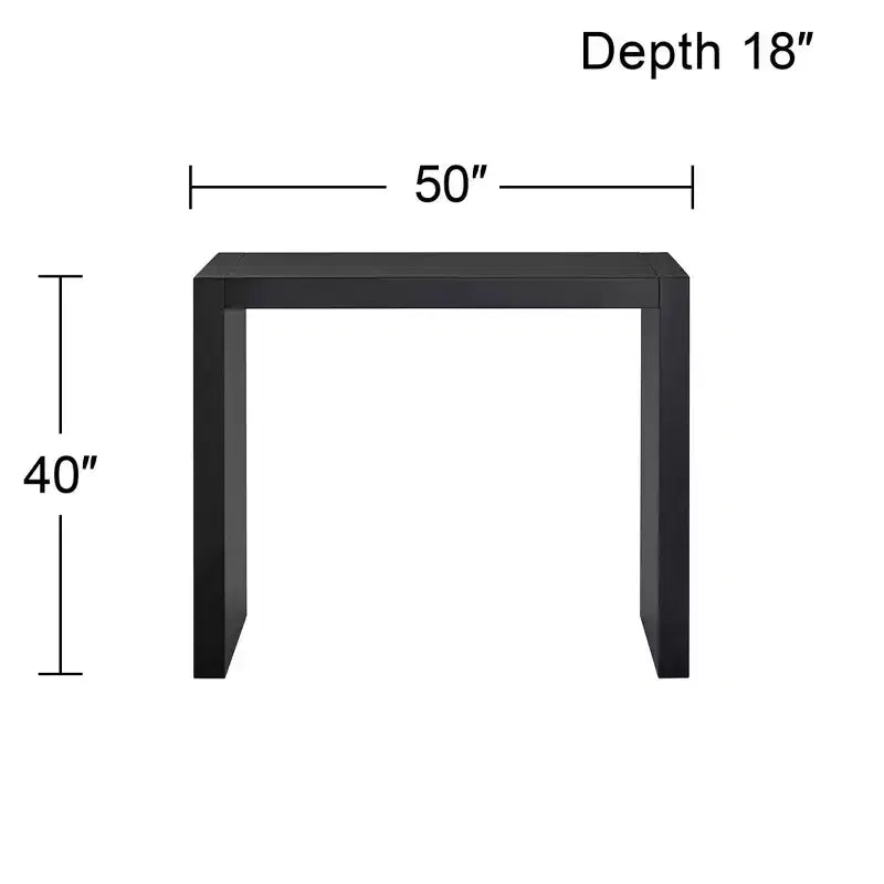 Modern Minimalist Gloss Black Rectangular Bar Table, 60" x 18"