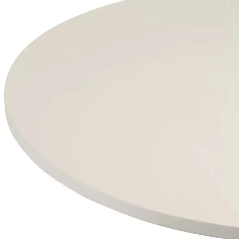 Modern Round Bar Table, Brushed Stainless Steel Base, White Wood Tabletop, 25.5" Wide