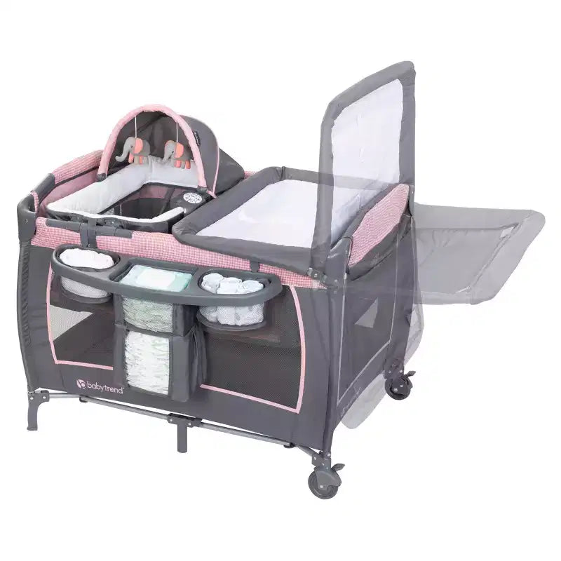 Nursery Center Playard with Rocking Cradle, Bassinet, and Changing Table